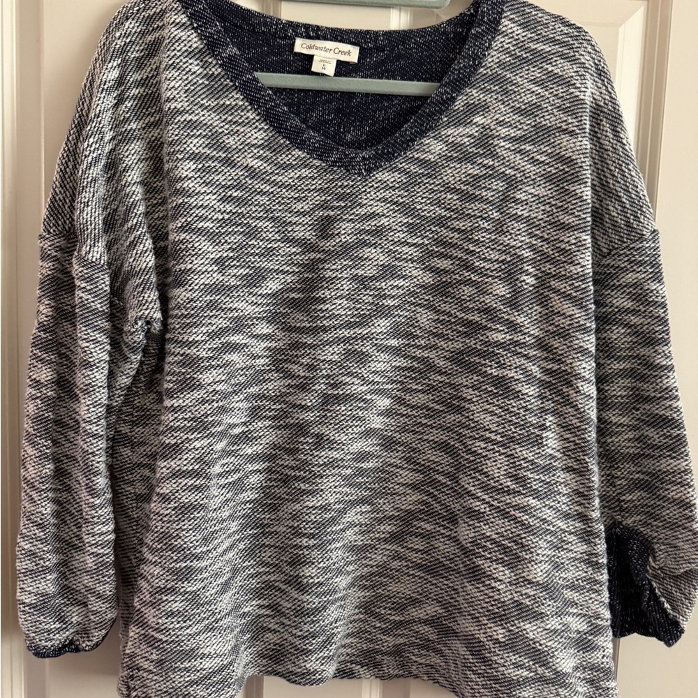 Coldwater Creek Navy and White Knit Top